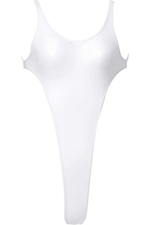 [93958]極薄(GUS)ストレッチ スーパーハイレグTバックレオタード / ホワイト