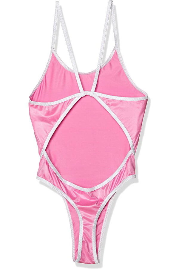 [94943]光沢スーパーウエット2WAYストレッチ ハイレグTバック競泳水着 / ピンク | ホワイト - 画像 (2)